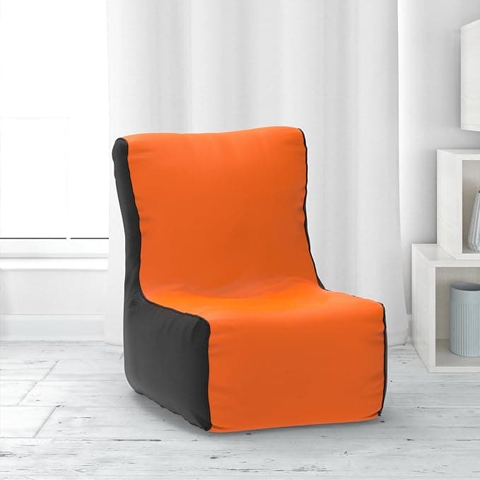 Biggie Bean Bag with Beans Filled XXL Bean Chair - Official : ComfortCurve Chair (Color : Black Orange)