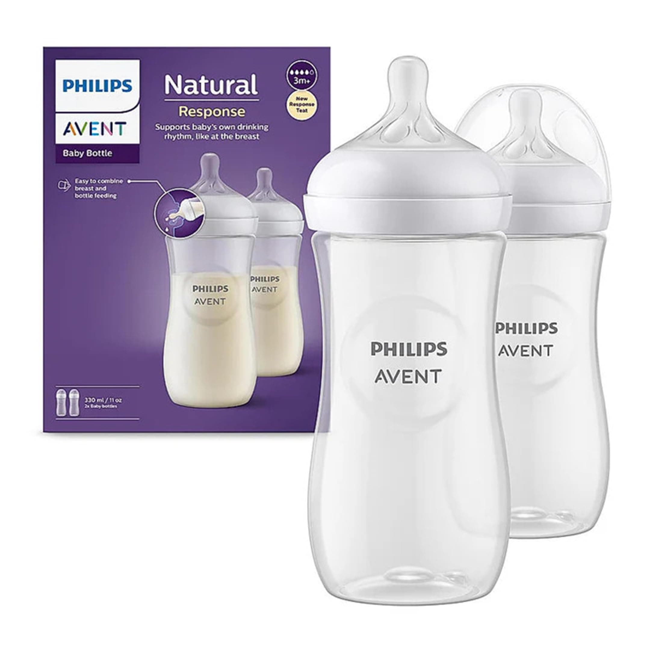 Philips Avent Natural Baby Feeding Bottle | No.1 Brand Recommended by Moms Worldwide | Ideal for 3 months+| Natural Response Technology Mimics Breastf...