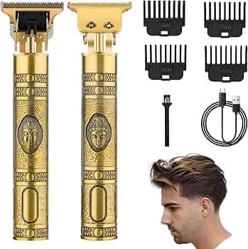 CRENTILA Trimmer Men Professional Cordless Buddha Style Hair Clipper Electric USB Rechargeable T-Blade Beard, Hairs, Moustache, Body Waterproof Trimmers Outliners with 4 Guide Combs Men's Grooming Kit