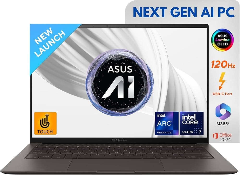ASUS Zenbook S 14, 14" 3K OLED Touch Screen,Core Ultra 7 Processor (Series 2),(32GB RAM/1TB SSD/Intel Arc iGPU/MS Office 365 Basic(1Year)*/Windows 11/...