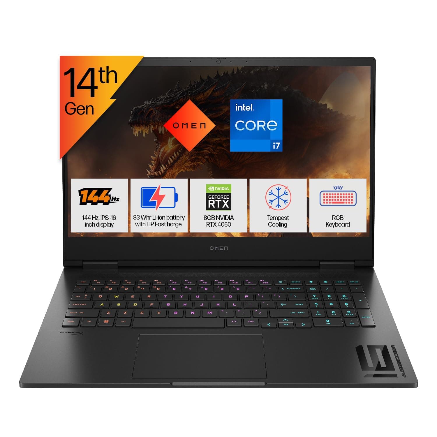 HP OMEN Gaming, 14th Gen Intel Core i7-14650HX, 8GB NVIDIA RTX 4060,16GB DDR5, 1TB SSD, 16.1-inch (40.9 cm), FHD, IPS, Gaming Laptop, 144Hz, RGB Backl...