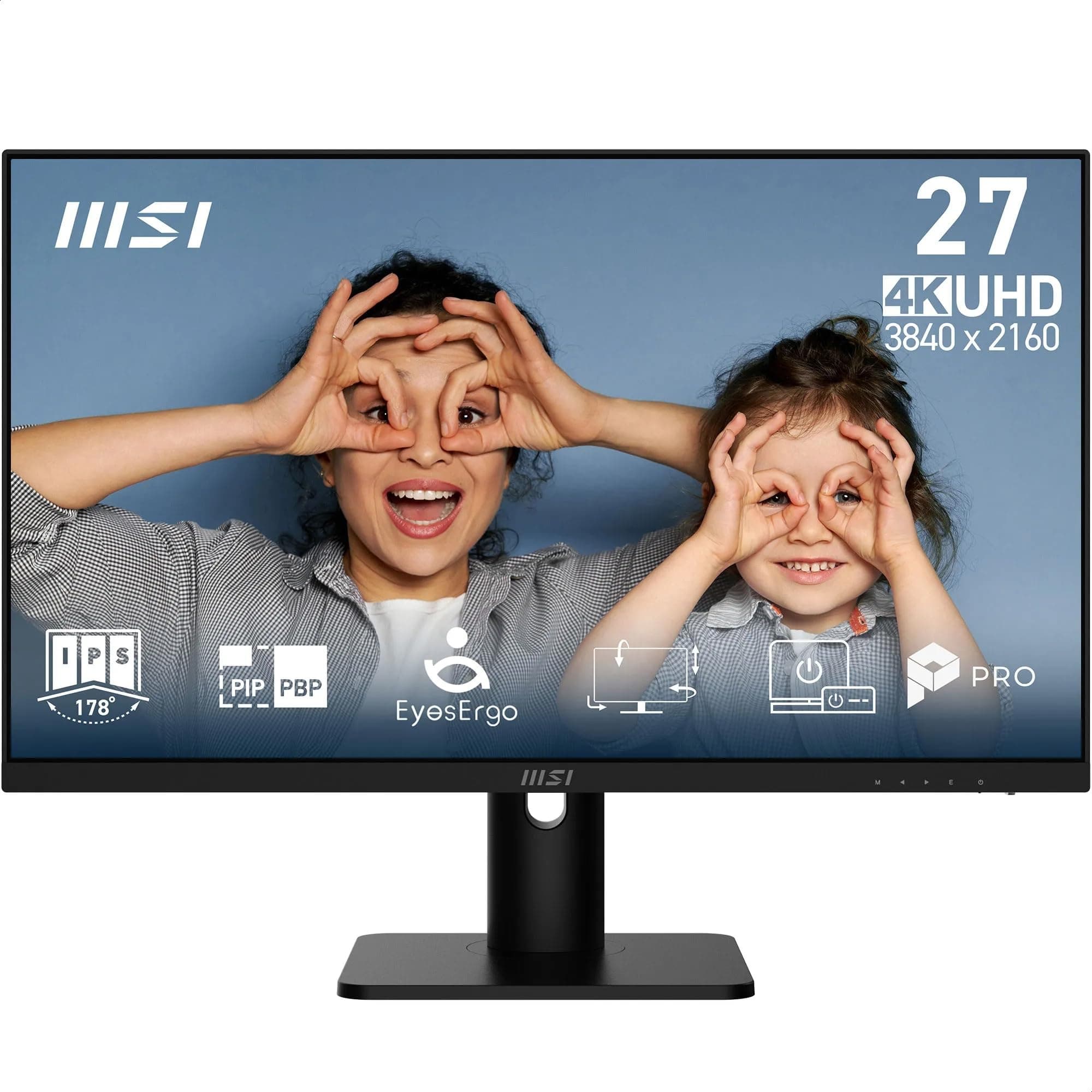 MSI PRO MP273UP E6 27-Inch 4K UHD Computer Monitor, 3840 x 2160 IPS, 60Hz, 4ms, HDR Ready, Eye Care, Built-in Speaker, PiP/PbP, HDMI 2.0b, DP 1.4a, Ti...