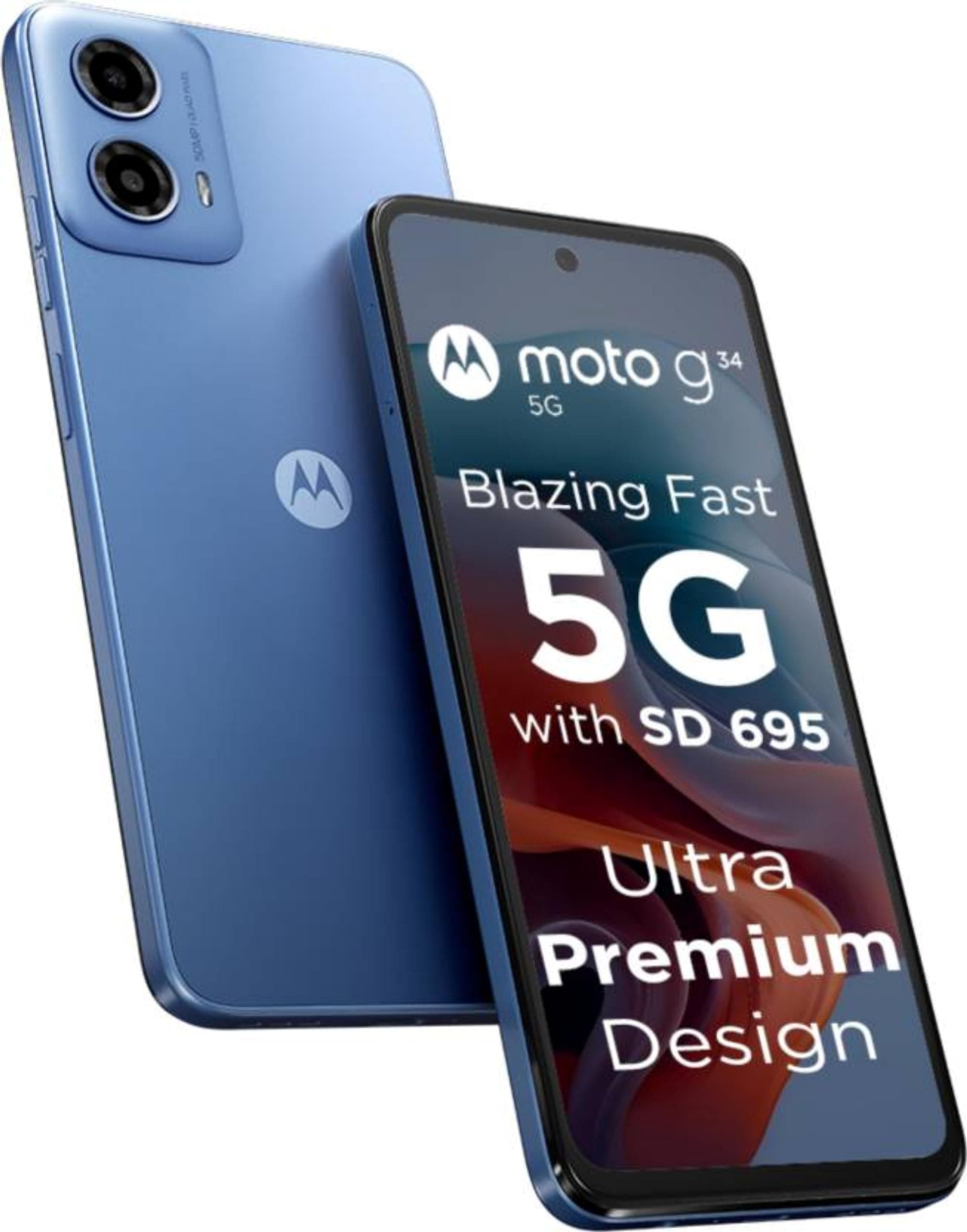 Motorola G34 5G (Ice Blue, 4GB RAM, 128GB Storage) | Fastest 5G Processor Snapdragon 695 5G | 50 MP Quad Pixel Camera with Image Auto Enhance | 5000 m...