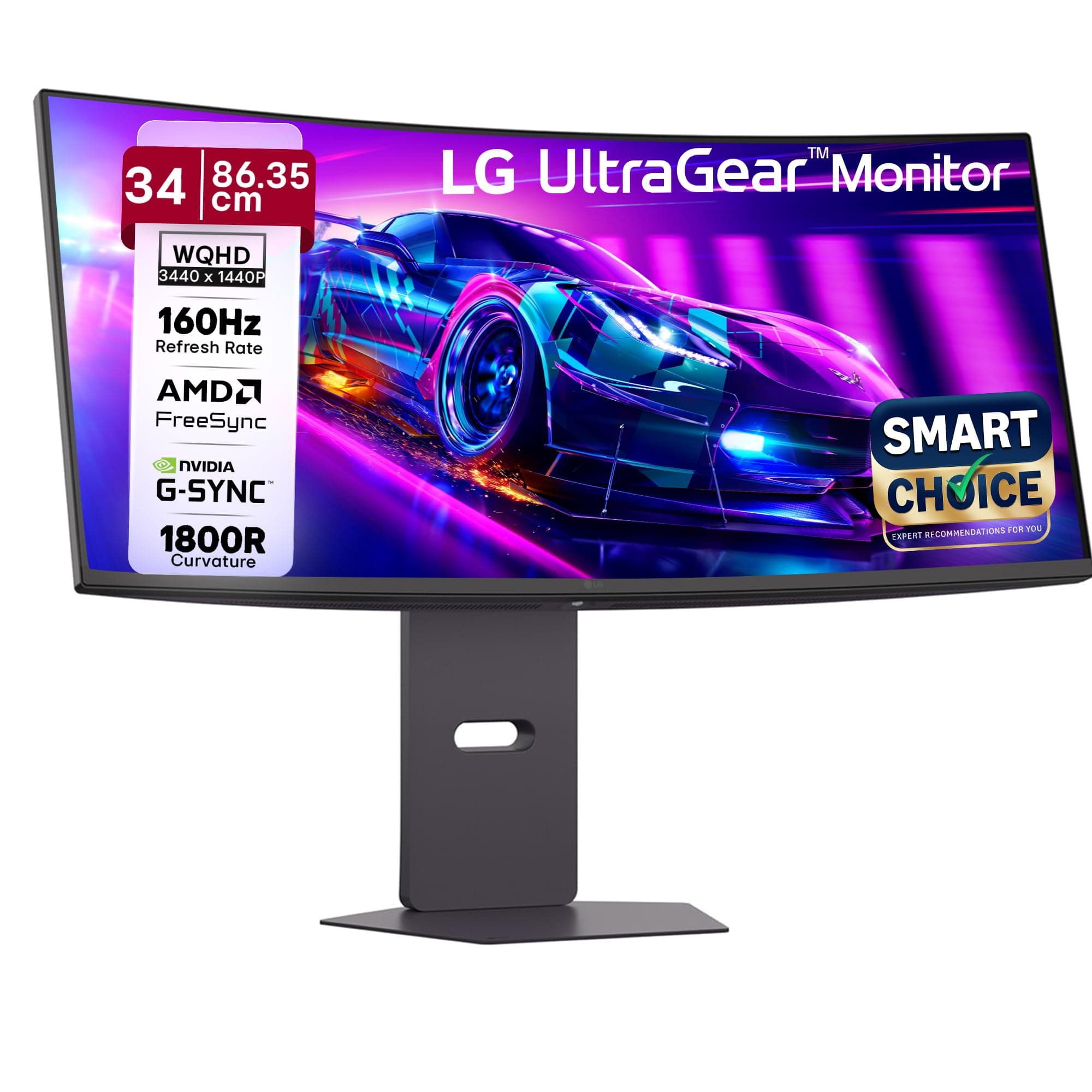 LG 34G600A-B 34-inch Ultragear WQHD (3440 x 1440) Curved Gaming Monitor 160Hz, AMD FreeSync Premium, HDR10, Built-in Speaker, Reader Mode, HDMI 2.1, D...