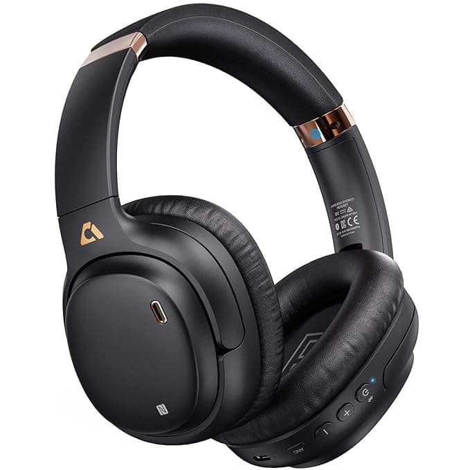 Ankbit E600Pro Wireless Bluetooth Over Ear Headphones,Headphones Wireless Noise Cancelling Headphones with aptX HD&Low Latency, Microphone Deep Bass 80 Hours Playtime for Airplane,TV, Working