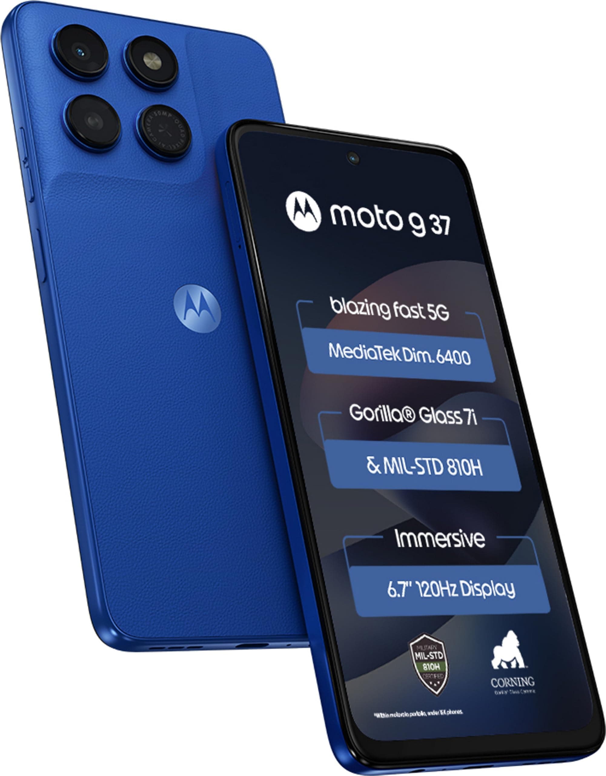 Motorola Moto g37 5G (Pantone Nautical Blue, 64GB Storage, 4GB RAM) | 6.67-inch HD+ 120Hz Display | Dimensity 6400 | 50MP Camera | 5200mAh Battery | 2...