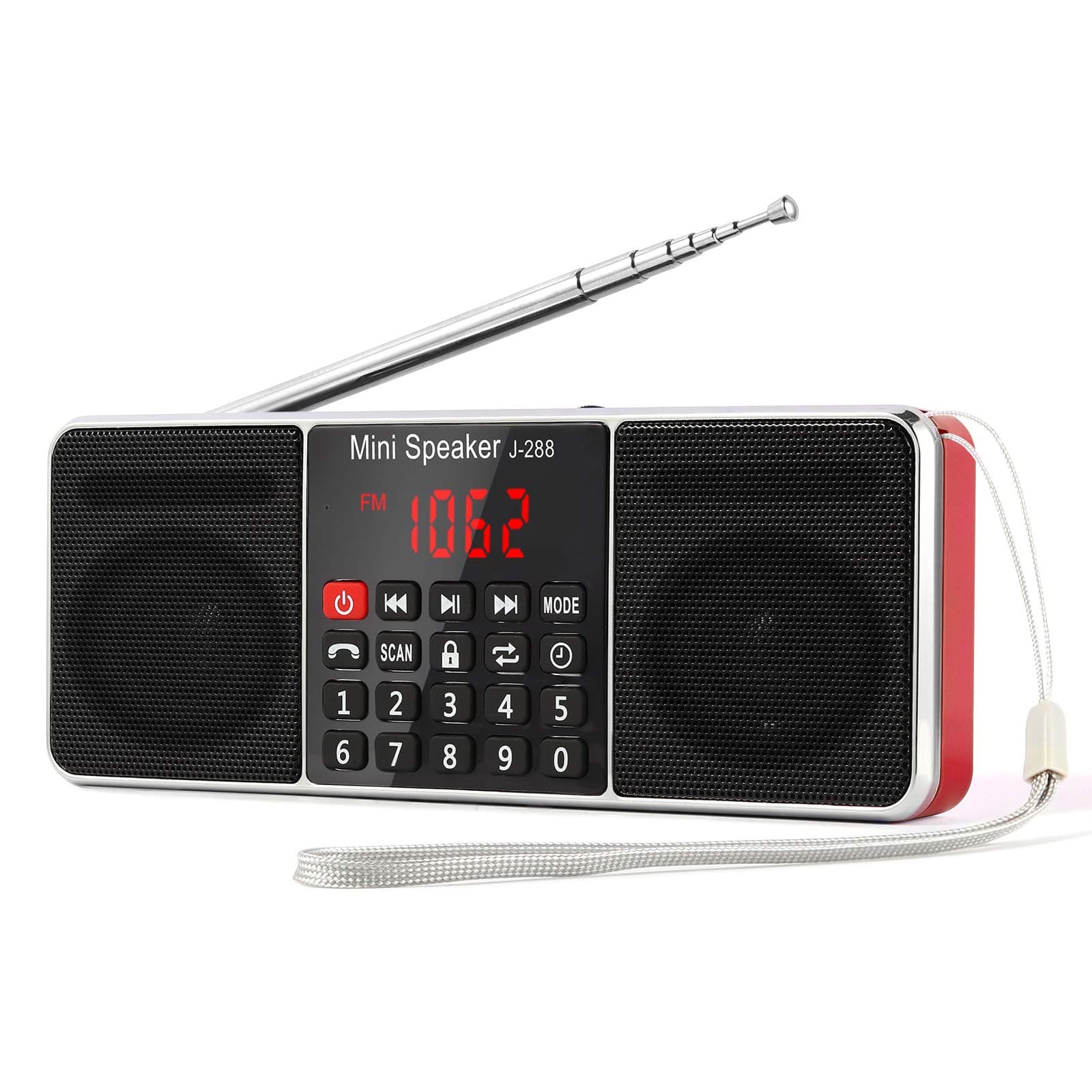 PRUNUS J-288 Portable Radio AM FM Radios with Bluetooth Speaker, Sleep Timer, Power-Saving Display, Ultra-Long Antenna, AUX Input & USB Disk & TF Card...