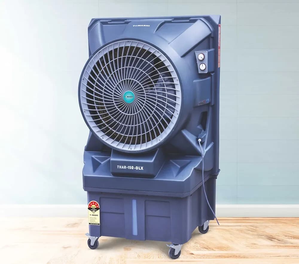 TOMASHI- THAR 150-DLX high performance cooler with 44mm motor, 22inch fan blade,350w power, inverter compatibility and comes with honeycomb cooling pads (125LTR TANK)