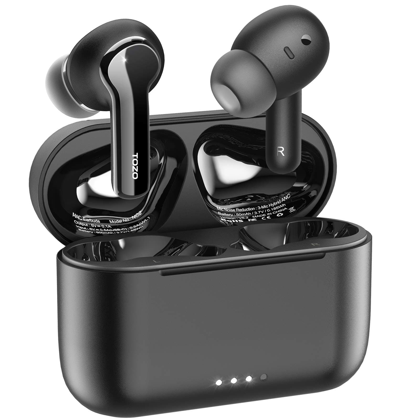 TOZO NC2 Hybrid Active Noise Cancelling Wireless Earbuds, in-Ear Detection Headphones, IPX6 Waterproof Bluetooth 5.2 Stereo Earphones, Immersive Sound...