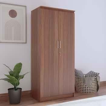 COUCH CULTURE Mono Engineering Wood 2 Door Wardrobe | Almirah for Clothes Wooden | Wardrobe Organizer for Clothes | Multipurpose Almirah for Storage B...