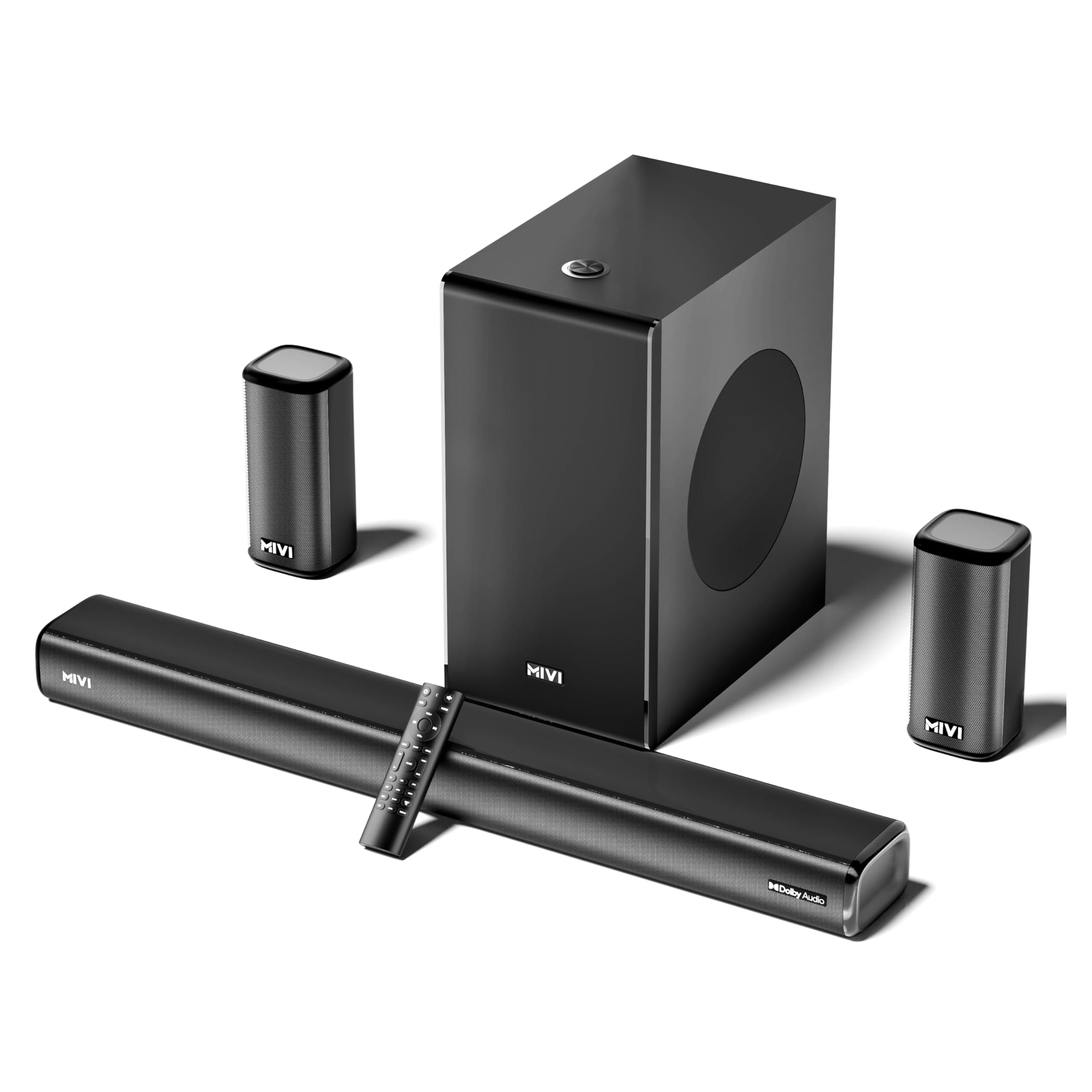 Mivi Nex 800 Dolby Audio Soundbar [New Launch]| 800W Signature Sound | 5.1 Channel Surround Sound Home Theatre with Wired Subwoofer & Satellites| Nex ...