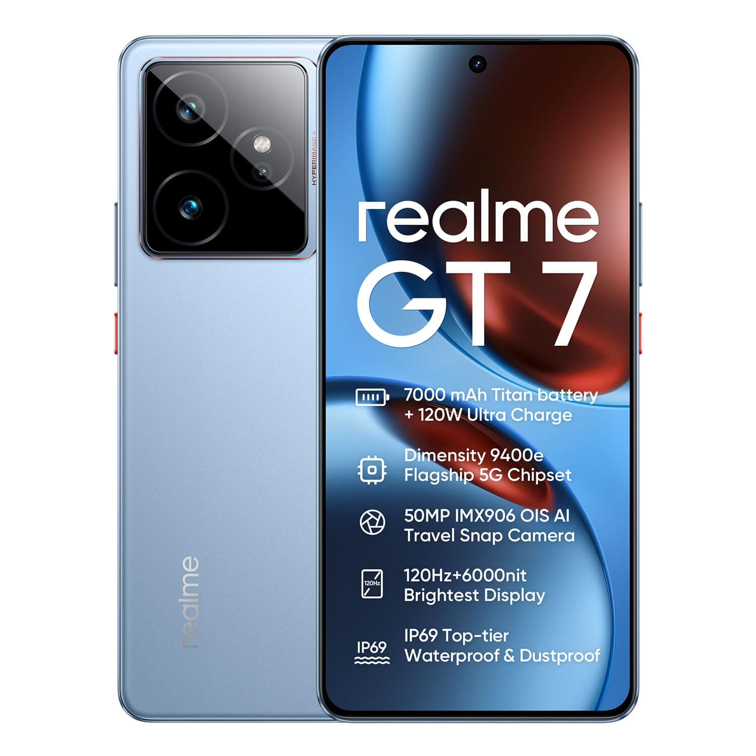 realme GT 7 5G Smartphone 12+512GB Blue, 6.78 inch Screen, 120HZ Curved Vision Display, 7000mAh Battery, 120W Ultra Charge, 140MP AI Cameras, Dimensit...