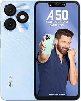 itel A50|6.6" HD+ Display with Dynamic Bar| 4GB RAM +64GB ROM, Upto 12GB RAM with Memory Fusion|Octacore Processor|8MP AI Dual Rear Cam|5000 mAh Batte...