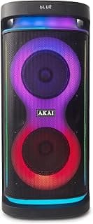 AKAI PM-160P Turbo 160W RMS Bluetooth Party Speaker with Rechargeable Wireless Mic | Dual 8 Inch Woofers | ...