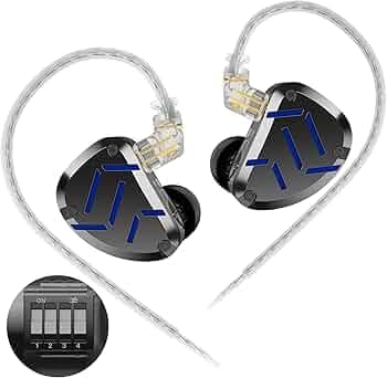 KZ ZAT IEM Erabuds Headphone,1DD 8BA Stereo Headphone, KZ Wired Earbud with 3D-Printed Shell, Detachable Silver-Plated Cable for Audiophile Musician (...