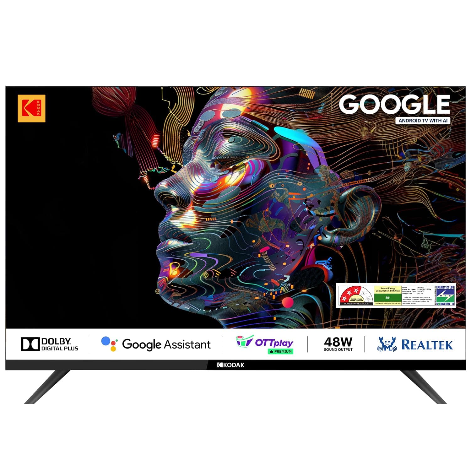 Kodak 80 cm (32 inches) Matrix Series QLED Android Google TV 32MT5077 (Black)