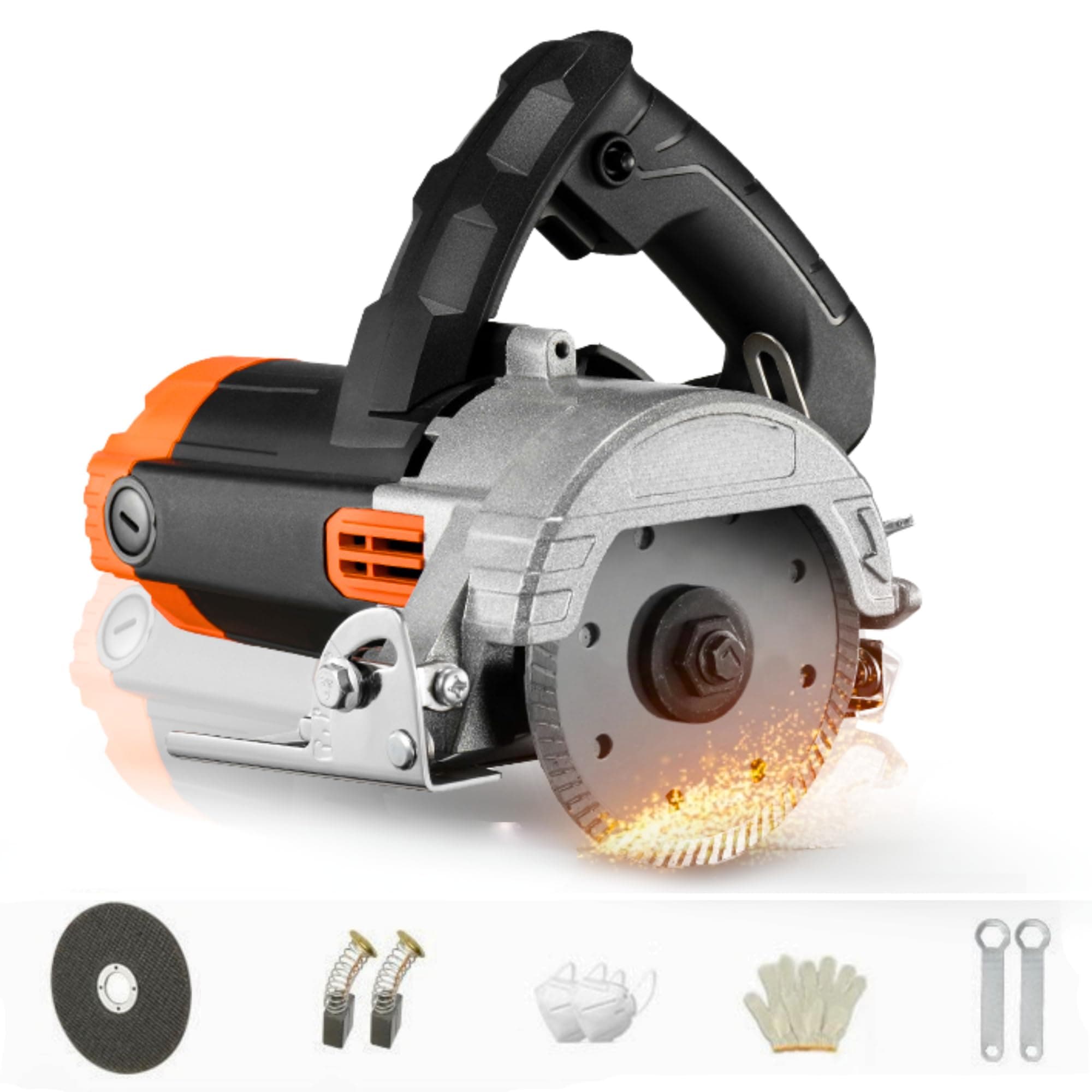 BYWOKY Professional Diamond Tile/Stone/Marble Cutter | 1450W Motor | 125mm Blade | 12,000 RPM | 40mm Cutting Depth | 3kg Lightweight Design | Hex Key ...