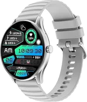 GIZMORE Gizfit Curve 4.69"|AOD 500 NITS|360x360 HD Display Bluetooth Calling Smartwatch (Gray)