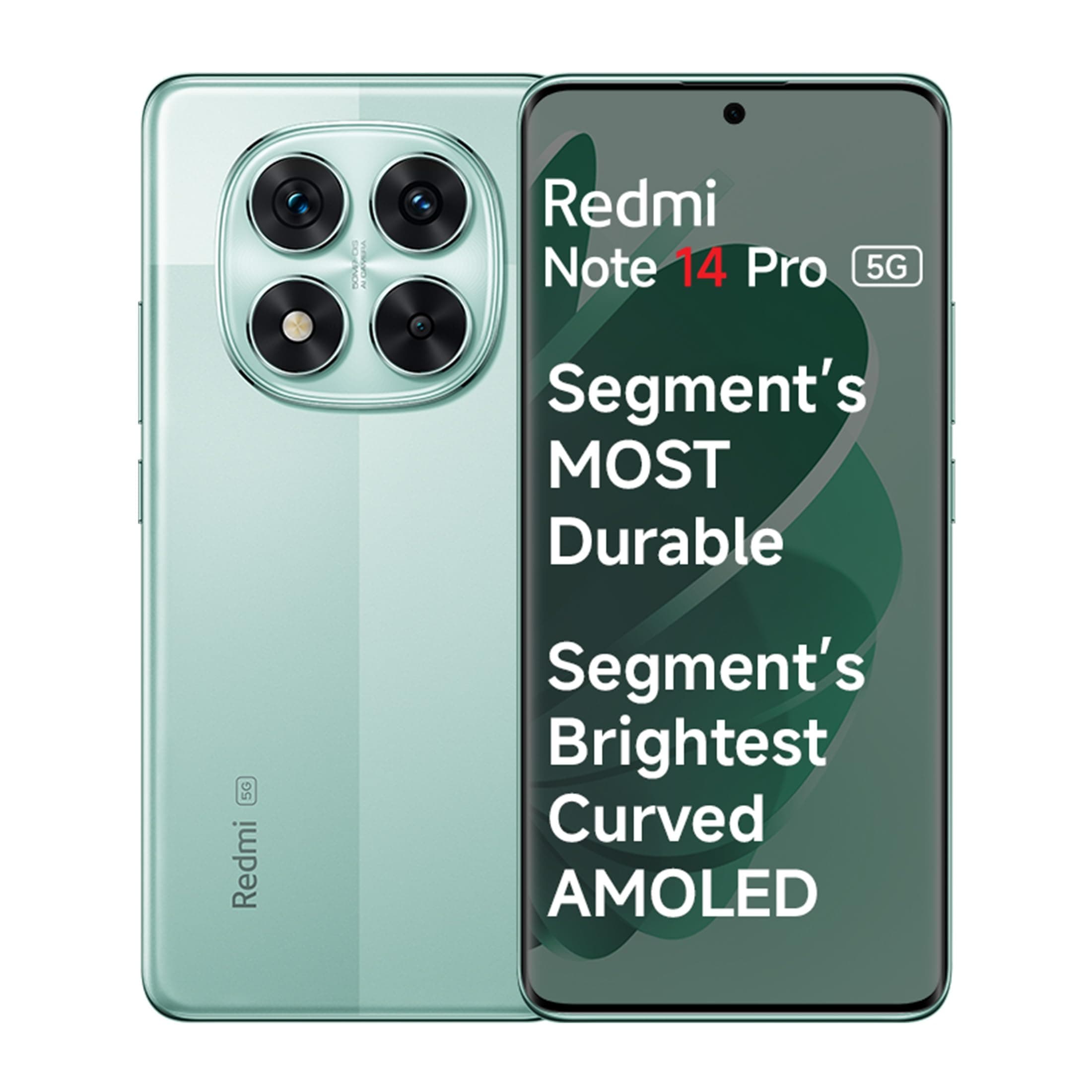 Redmi Note 14 Pro 5G Ivy Green 8GB RAM 128GB Storage |50 MP Sony Camera Setup|Corning Gorilla Glass Victus 2 | 1.5K 3D Curved AMOLED | Mediatek Dimens...