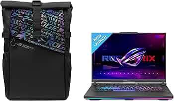 ASUS ROG Strix G16 (2023) 90WHr Battery, Intel Core i5-13450HX 13th Gen, 16" FHD+ 165Hz, 6GB RTX 4050, (16GB RAM/1TB SSD), G614JU-N3222WS + ROG BP4701...