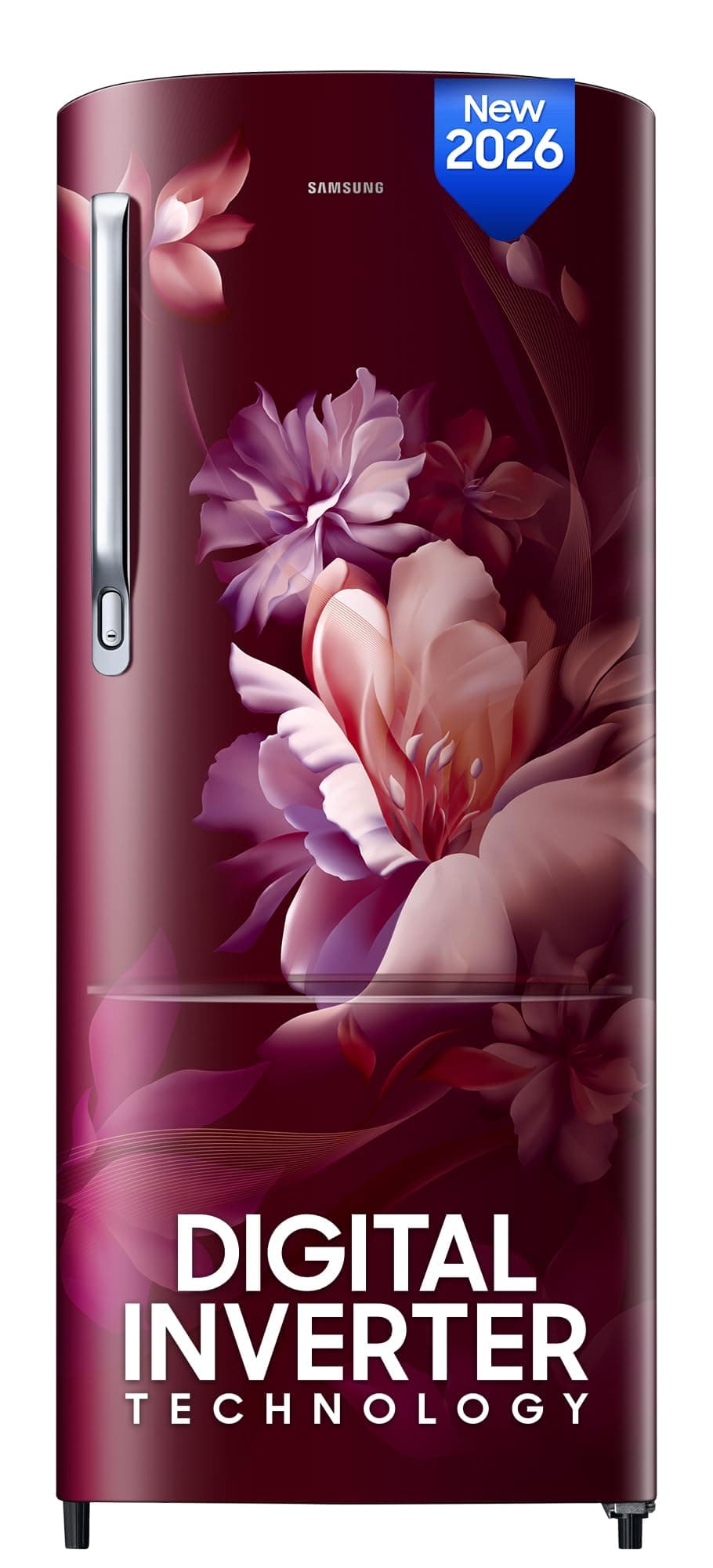 Samsung 223 L, 3 Star, Digital Inverter, Direct-Cool Single Door Refrigerator (RR24H2723RZ/NL, Midnight Blossom Red, Single Touch Defrost, 2026 Model)