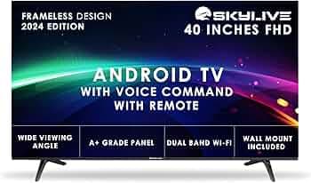 SKYLIVE 101.6 cm (40 inches) Bezel-Less Full HD Smart Android LED TV (SL40PROV) with Voice Command Remote SL5000 (2024 Model)
