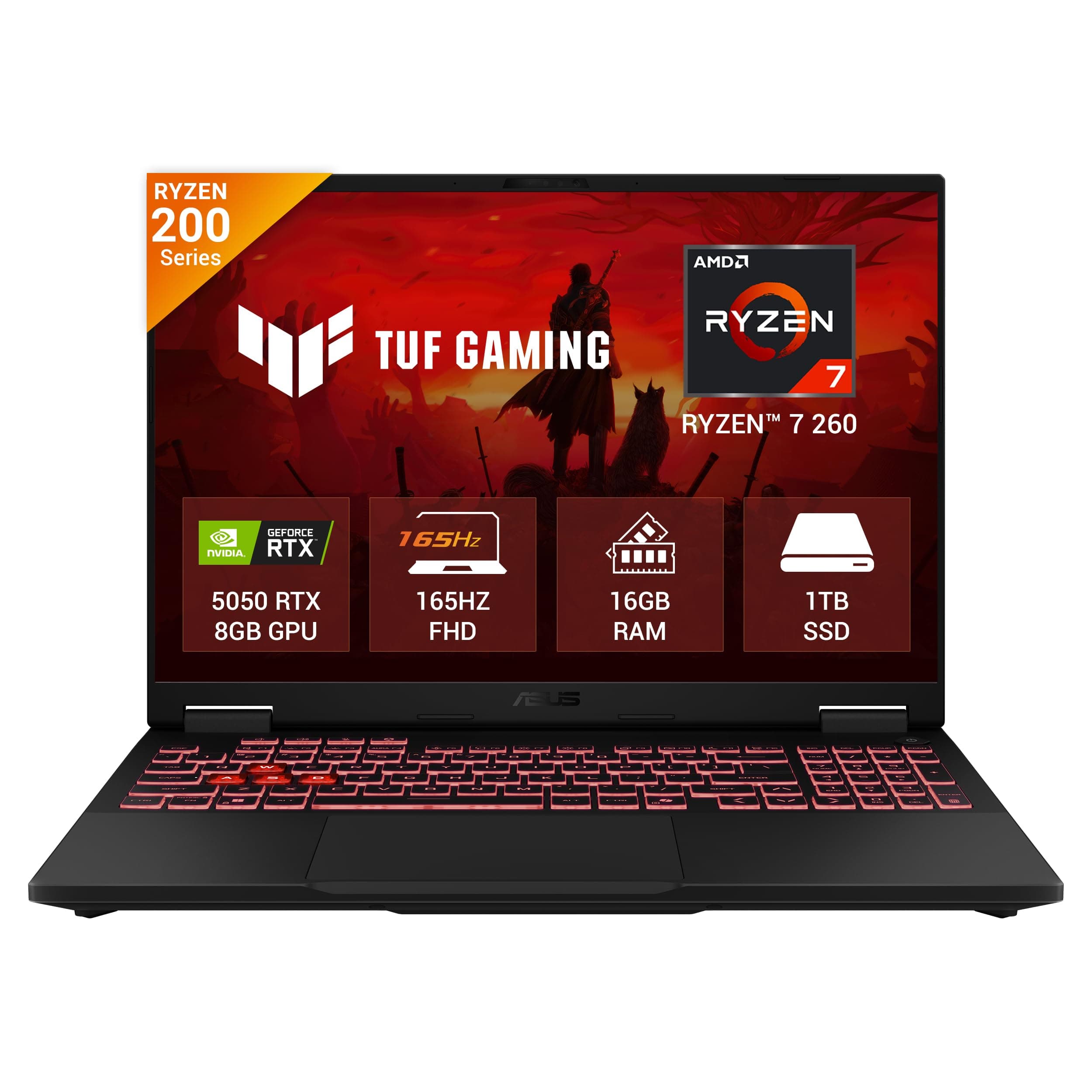 ASUS TUF A16 (2026), AMD Ryzen 7 260, RTX 5050-8GB, 16GB RAM, 1TB SSD, FHD+, 16", (40 cm), Windows 11 Home, M365 Basic(1 Year)* Office 2024, Jaeger Gr...