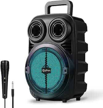 pTron Fusion Stage 20W Bluetooth Party Speaker with Wired Karaoke Mic, Pristine Sound, 20Hrs Playtime, LED Lights, Multiple Play Modes BT5.2/AUX/USB/M...