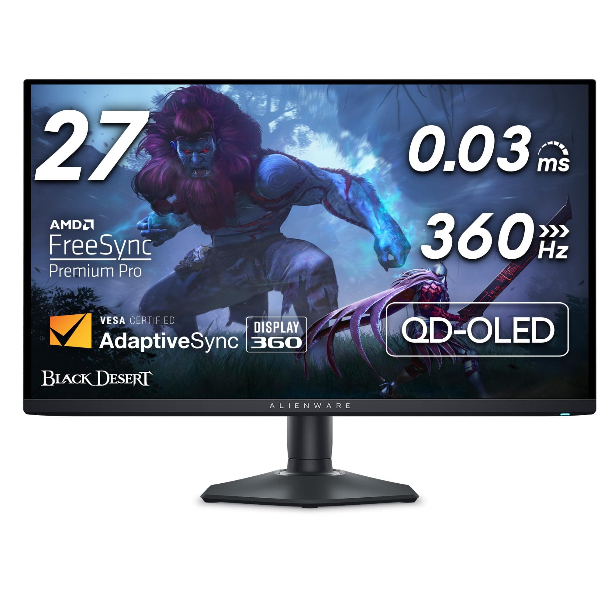 Alienware AW2725DF - OLED Gaming Monitor - 26.7" Quantom-Dot WQHD (2560 x 1440) 360Hz 0.03Ms Display, AMD FreeSync Premium...