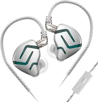 Yinyoo KZ ZES Earphones Wired in Ear Headphones Hybrid Electrostatic and Dynamic Driver HiFi Earbuds for Sports Gaming Music (Silver with mic)