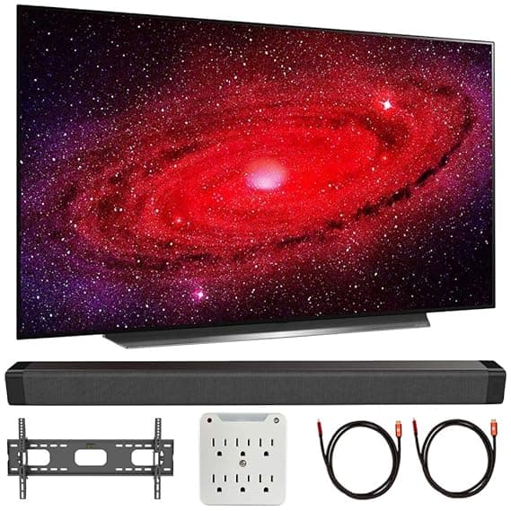 LG OLED55CXPUA 55" CX 4K OLED TV w/AI ThinQ (2020) with Deco Gear Soundbar Bundle Soundbar Speakers