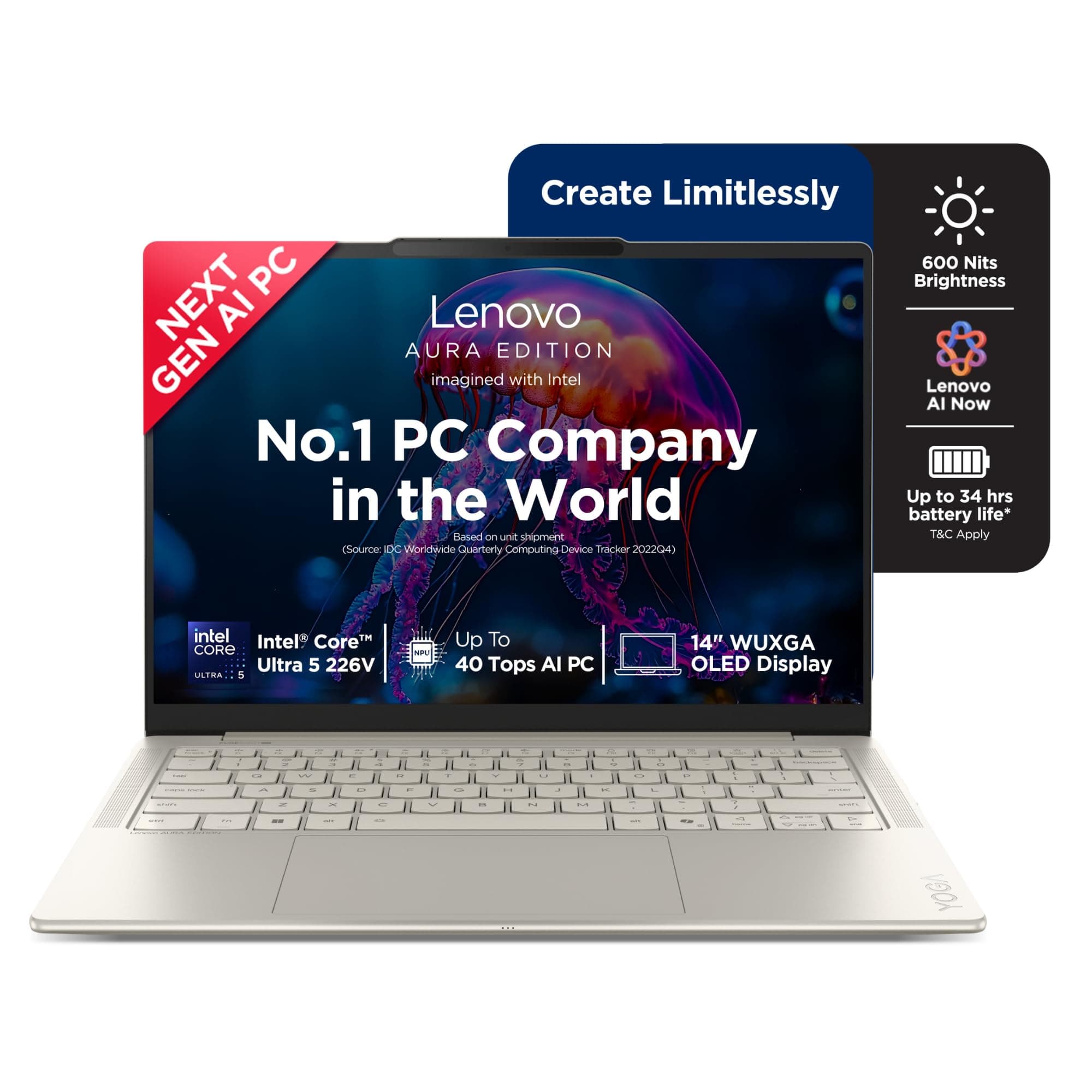 Lenovo Yoga Slim 7 Aura Edition Intel Evo Core Ultra 5 226V (16GB RAM/1TB SSD/14 (35.5cm)/WUXGA OLED/Copilot+ PC/Windows 1...