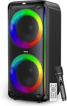 iGear X-Bass 60 Ultimate 60W Portable Bluetooth Party Speaker with Dual Bass Radiators - Rechargeable Karaoke Mic, Mesmerizing RGB Lights, True Wirele...