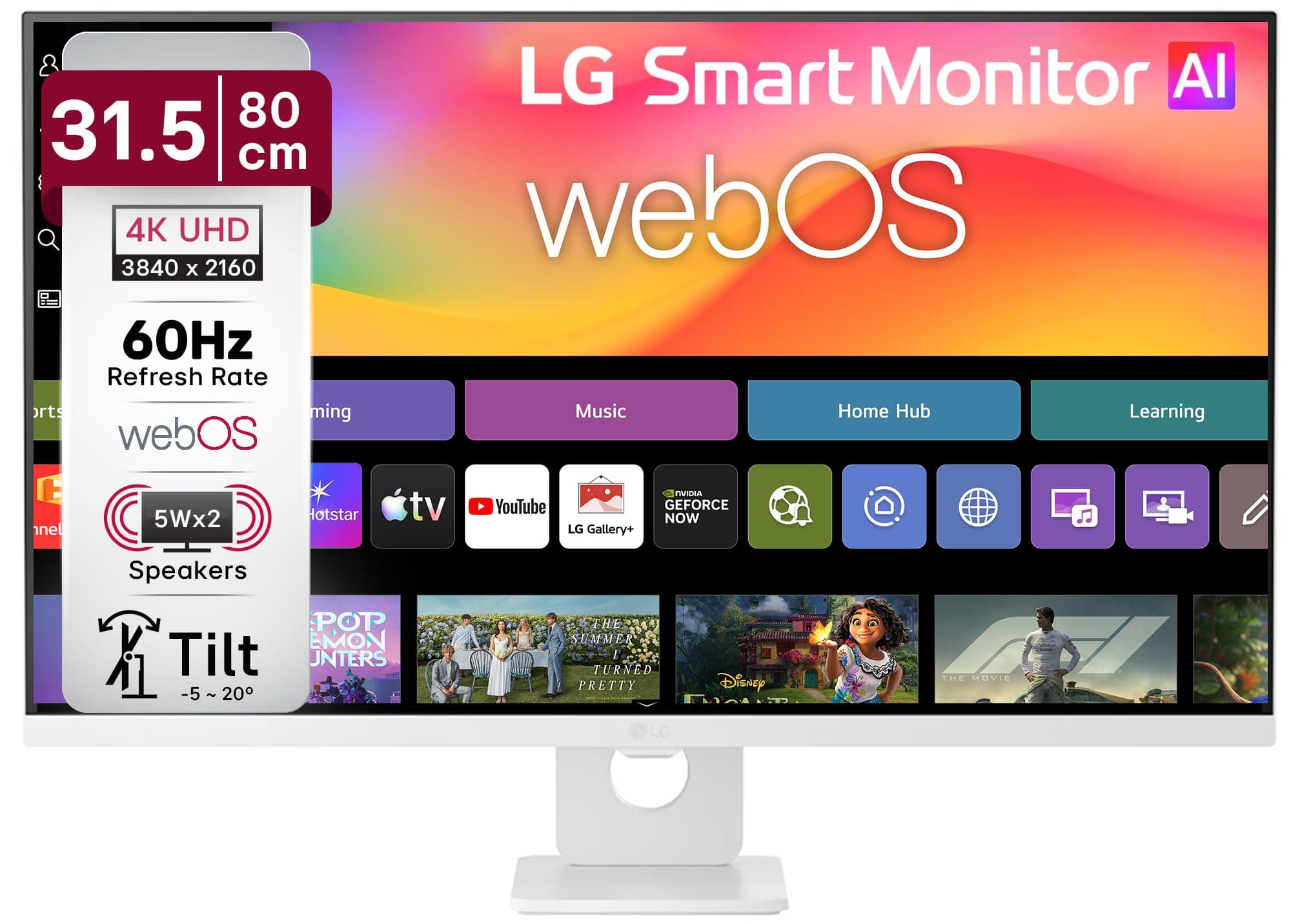 LG 32U721SB 80 cm (31.5 Inch) UHD (3840 x 2160) Smart Monitor with webOS26, Wi-Fi, Bluetooth, Miracast, AirPlay, Speakers 5WX2, HDMI, USB-C (PD 65W), ...
