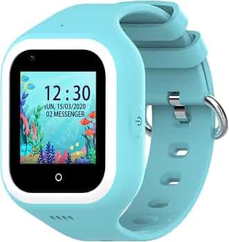 Turet Jellybean Kids Smart Watch— GPS Tracker Watch with Voice & Video Call, SOS, HD Camera, Alarm, Waterproof, 4G Sim Enabled, Smartwatch for Kids Controlled by Parent (Blue)
