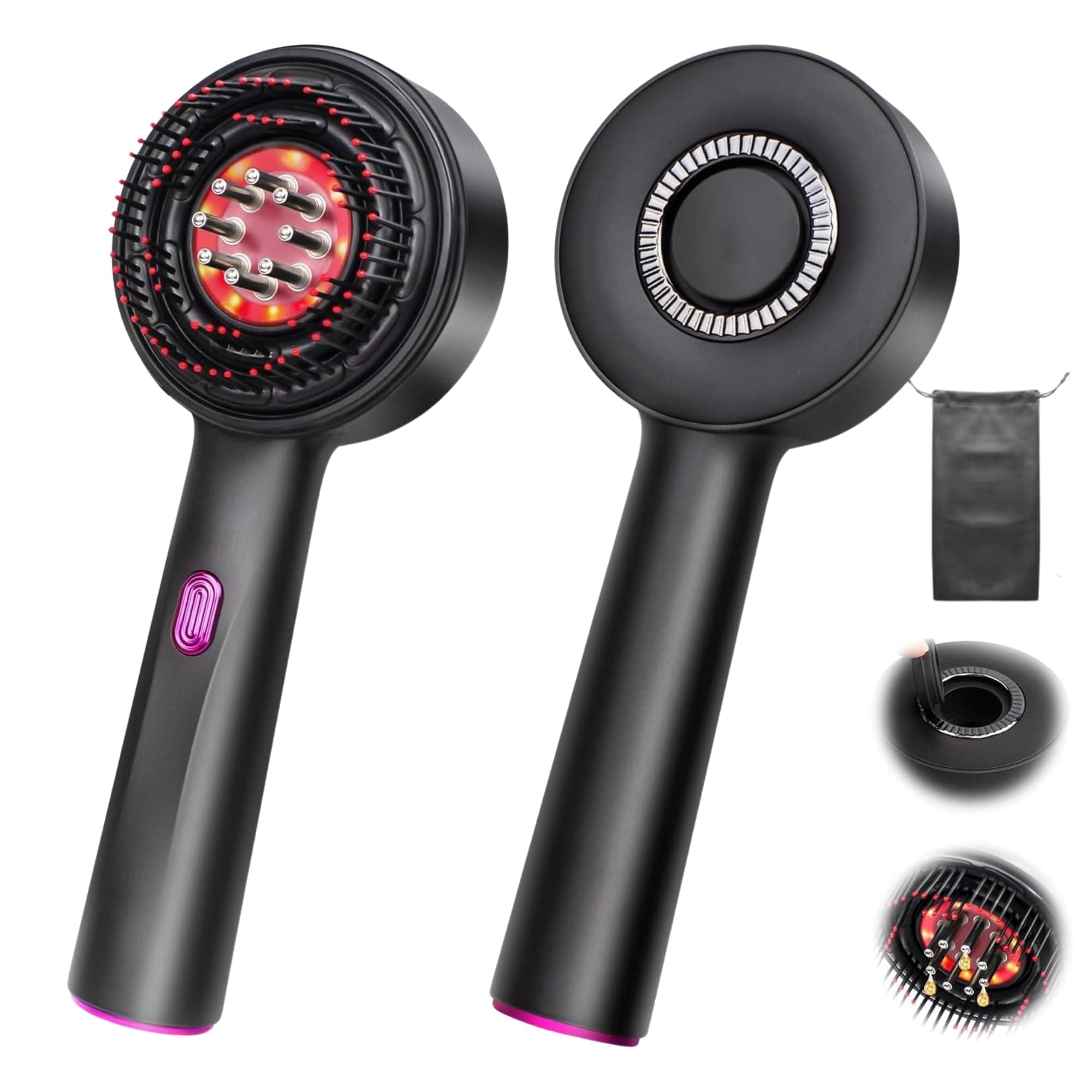 Arvox Oil Applicator Comb|Red Led Light Therapy |Boost Hair Growth| Reduce Dandruff | Relieve Stress |High Vibration Corded Electric Scalp/Head Massager | 6 ML Oil Tank | 3 Hr Run-Time| Type-C
