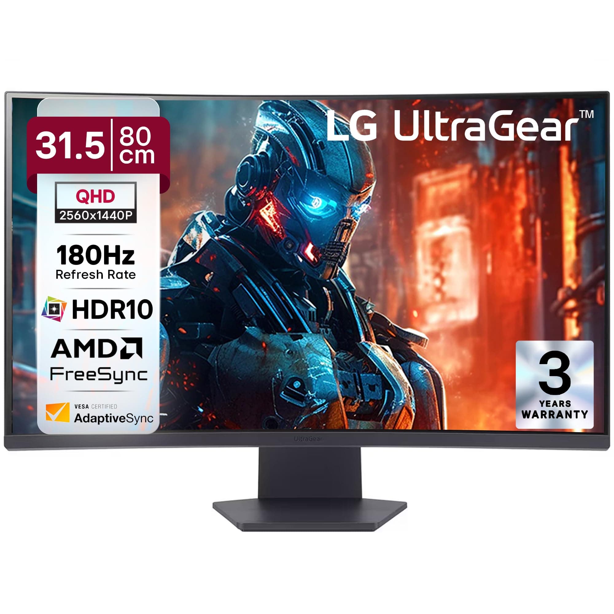 LG Ultragear 32GS60QC (32 inch) QHD 1000R Curved Gaming Monitor (2560 x 1440) with 180Hz, 1ms, AMD FreeSync, HDR10, VESA Certified, HDMIx2 DisplayPort...