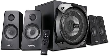 Infinity by Harman Octabass 410 Powerful Deep Bass 4.1 Channel Bluetooth Multimedia Speaker with Remote, LED Illuminated Subwoofer, Eco Mode (200 Watt
