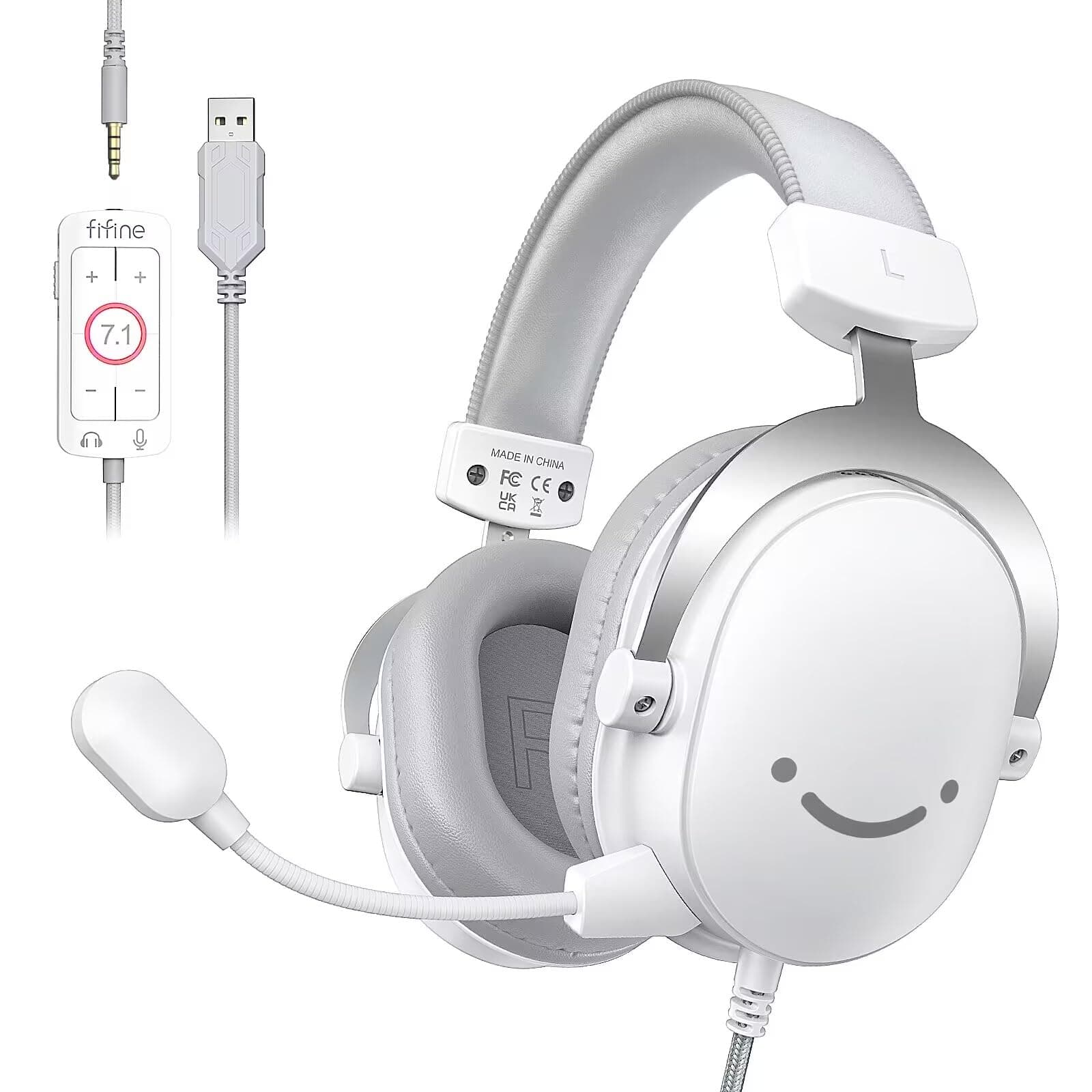 FIFINE USB PC Gaming Headset with 3.5mm Audio Jack, Detachable Microphone, 7.1 Surround Sound, Volume Control, Streaming Over-Ear Wired Headphones for...
