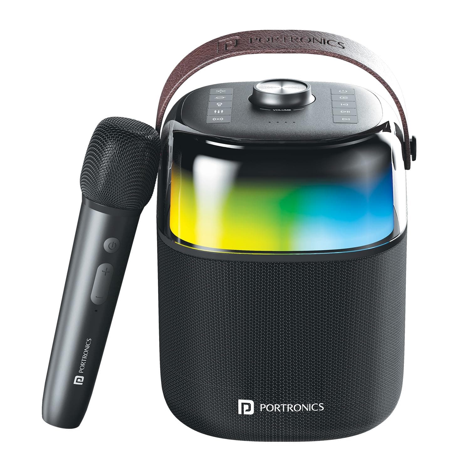 Portronics Dash 4 50W Wireless Bluetooth Party Speaker with Karaoke Mic, Upto 6 Hours Playtime, HD Sound, Bass Boost Technology, EQ Modes, 360 RGB Lig...