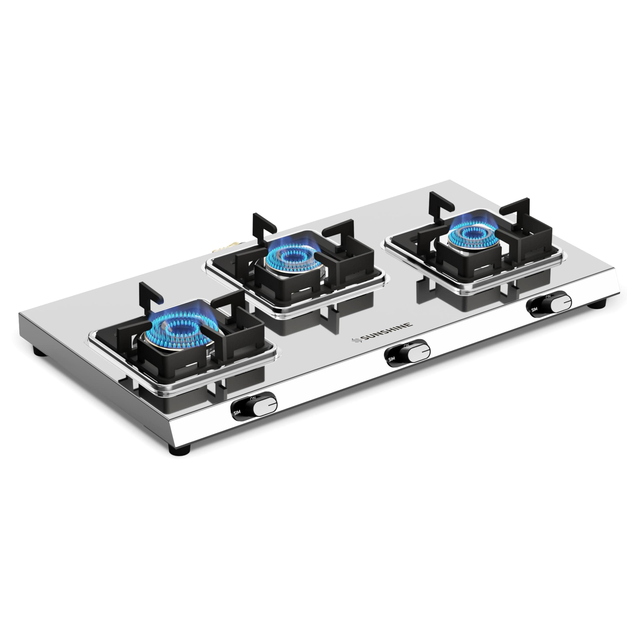 Sunshine Thunder 3 Burner | 3 Burner Stainless Steel Gas Stove | 5 Year Body & Burner Warranty By Sunshine | 5G Technology, LPG Ready & PNG Compatible...
