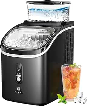 Kilig S01M Countertop Instant Clear Ice Maker Machine 16 Pcs/8-15 mins with two Litre Water Tank, 15 Kg/Day, Self - Cleaning Function & Self Timer Hom...