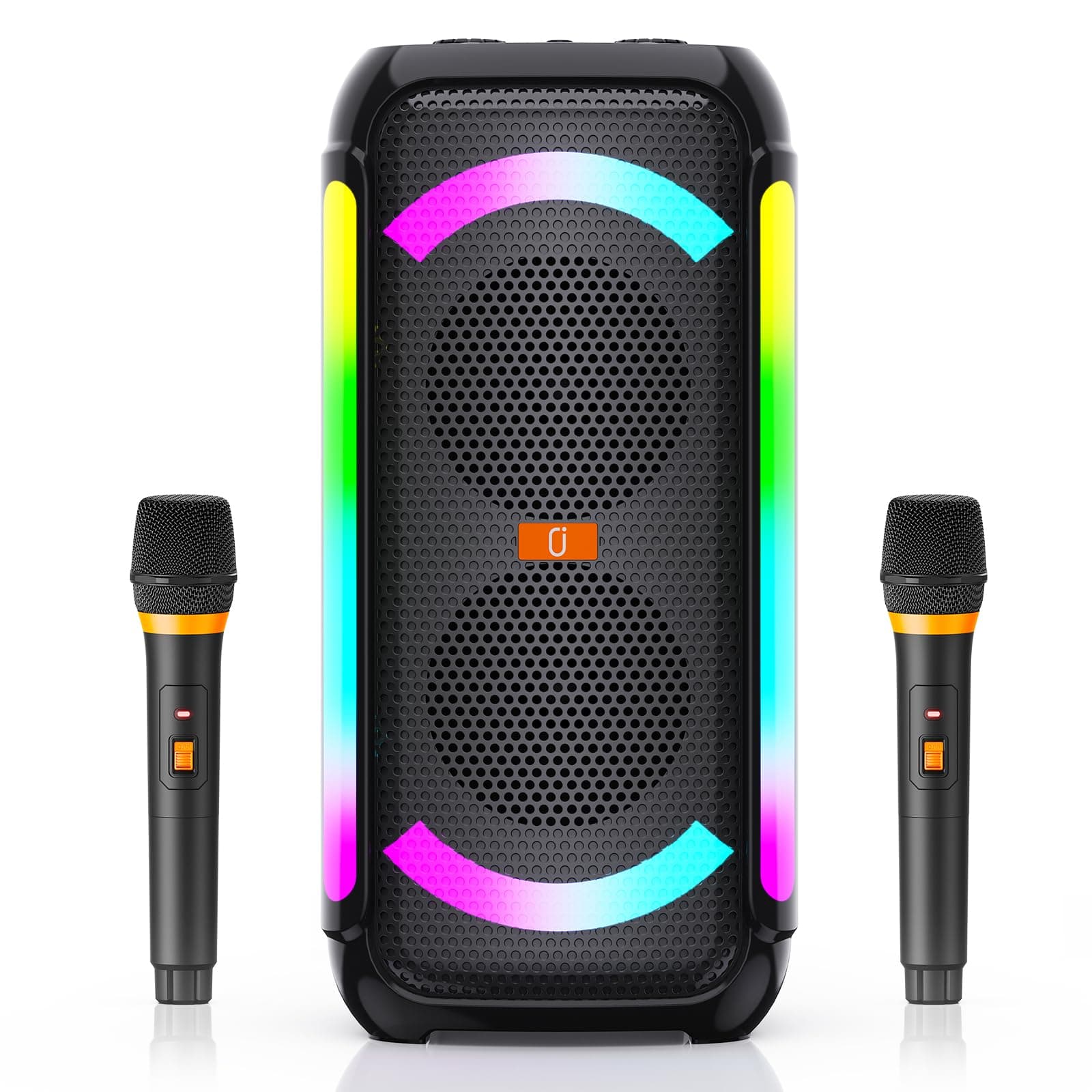 JYX Portable Bluetooth Karaoke Speaker with 2 Wireless Mics, DJ Lights, Deep Bass Sound, USB/TF/AUX Support, Perfect for Parties and Outdoor Gatherings