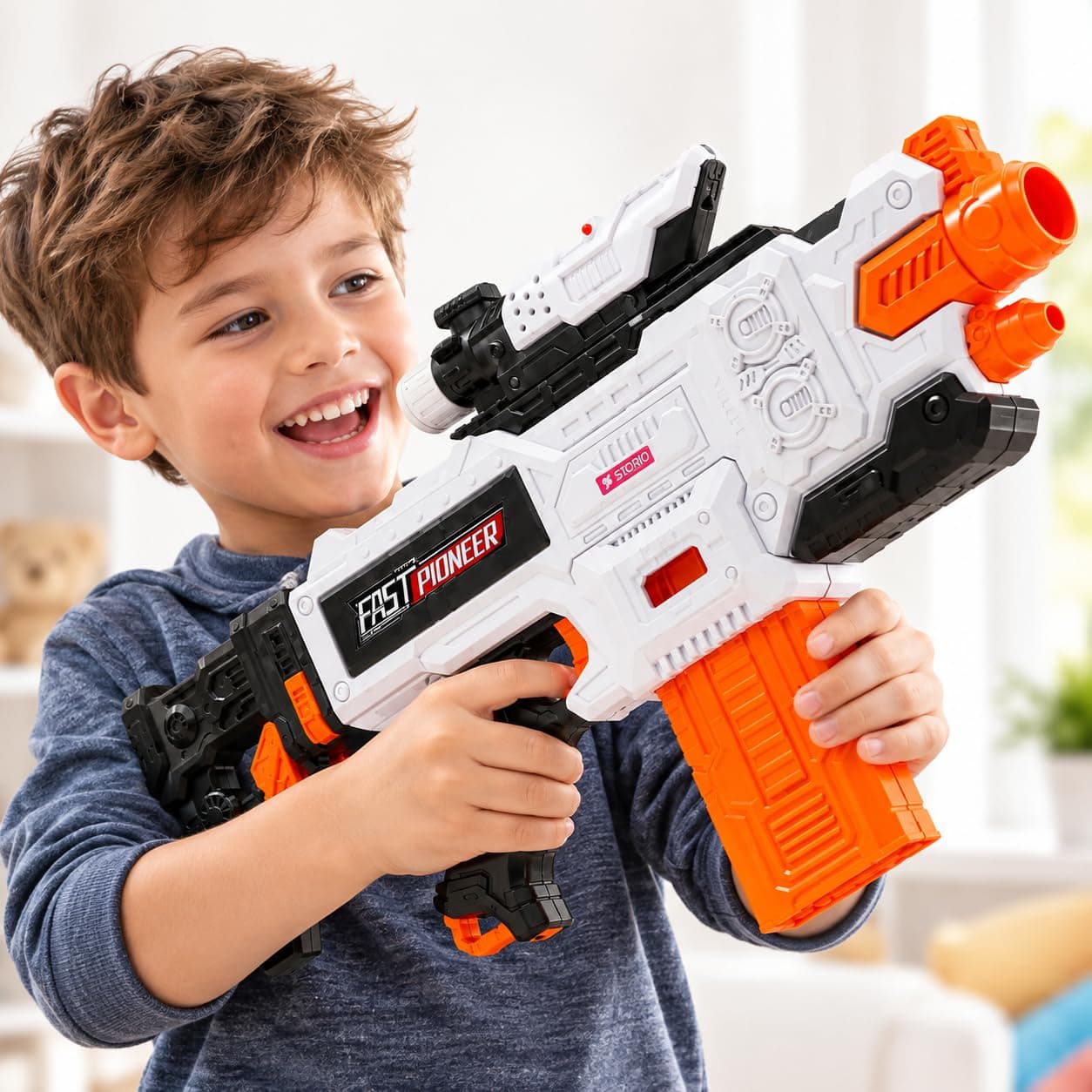 Storio Rechargeable Alpha Striker Electric Motorized Toy Gun | Soft Dart Blaster with Type-C Charging | Rapid Fire Shooting Toy with 20 Foam Bullets |...