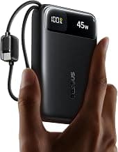 Baseus FC11 Powerbank 45 W 20000 mAh with 2 Integrated USB-C Cable, Power Bank Small CCC Certification with LED Display, E...