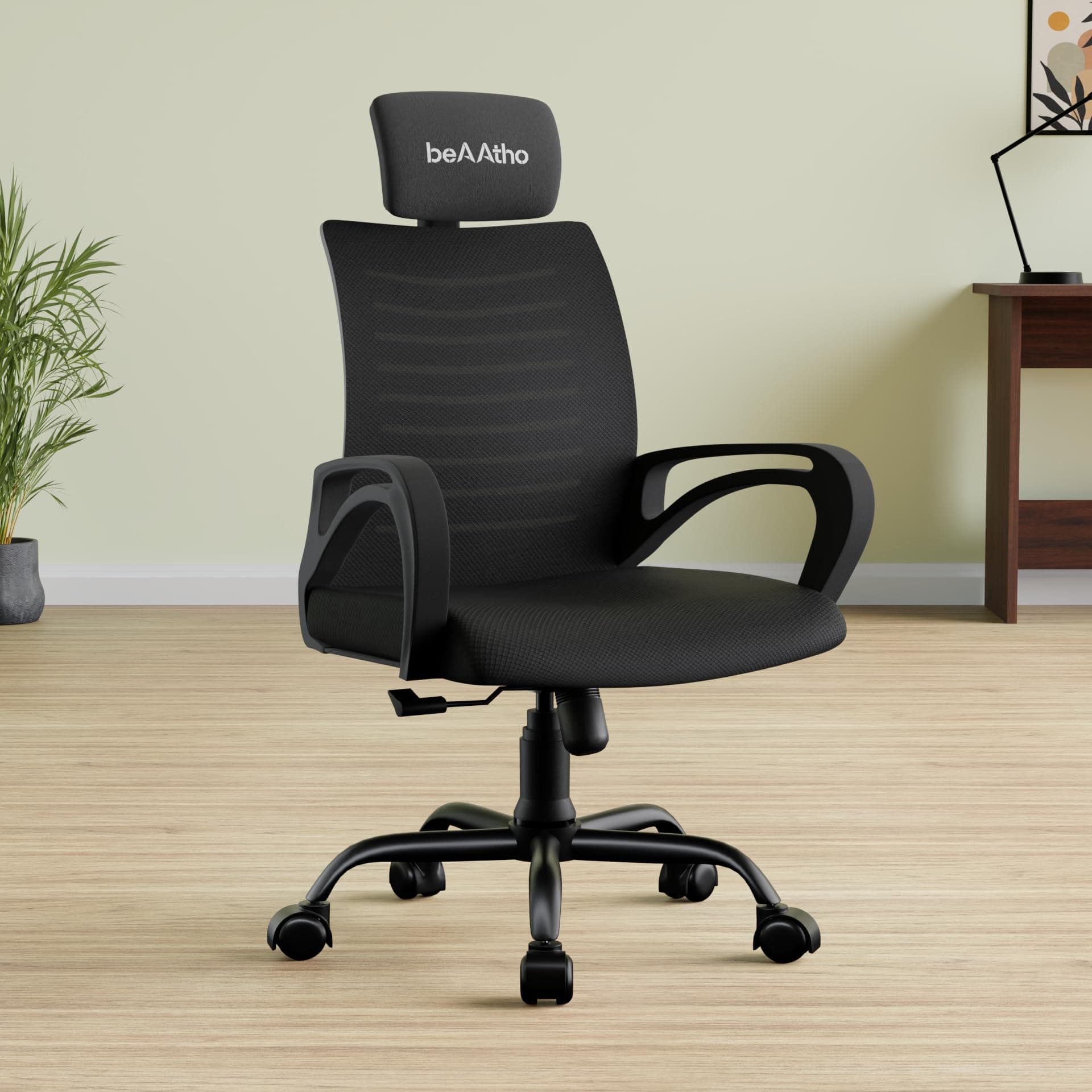 beAAtho | Verona | Executive Mesh Office Chair | 3 Years Limited Warranty | High Back | Ergonomic Revolving Chair for Home & Office (Black)