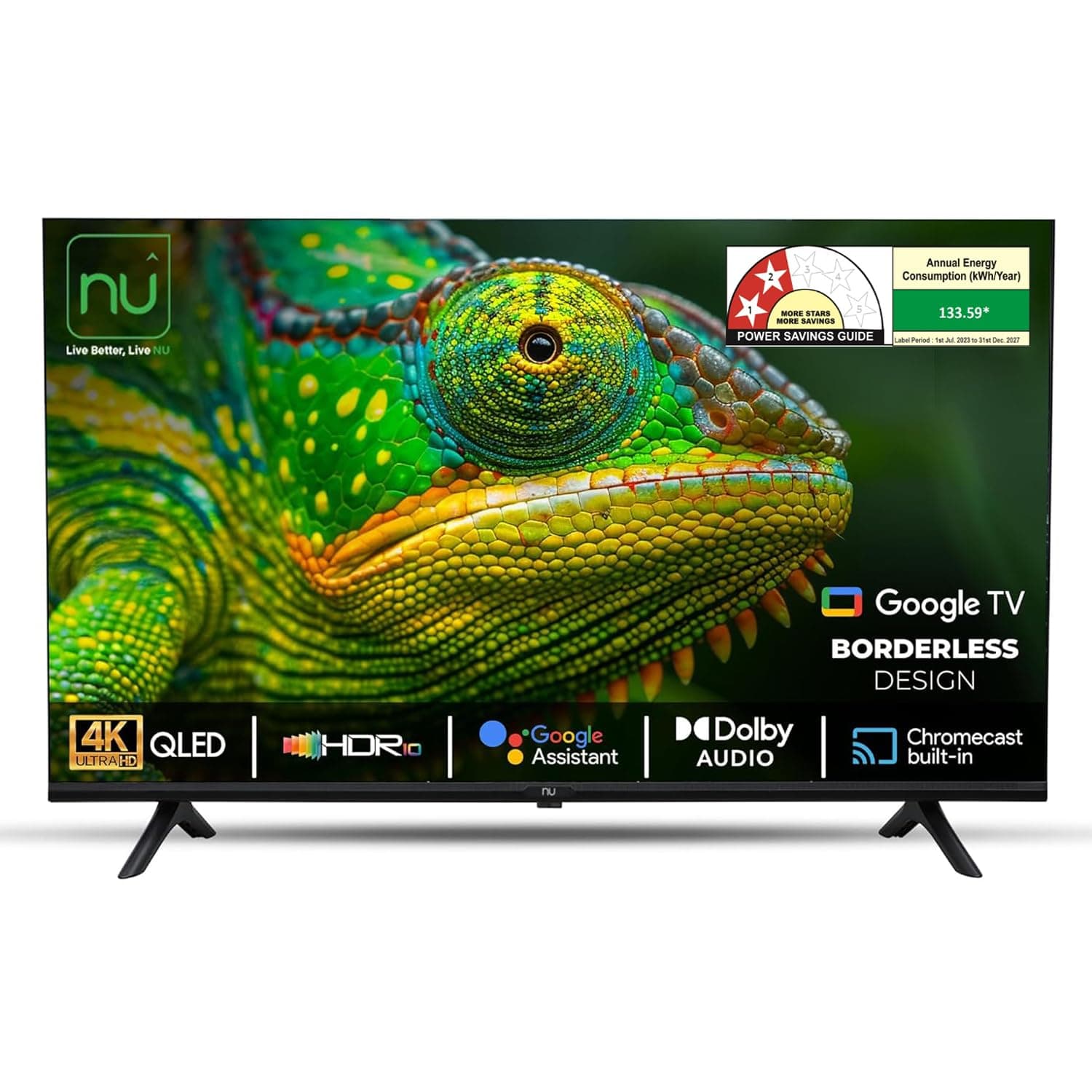 NU 108 cm (43 Inches) New 2025 Borderless Series 4K QLED Smart Google TV LED43QUGNX