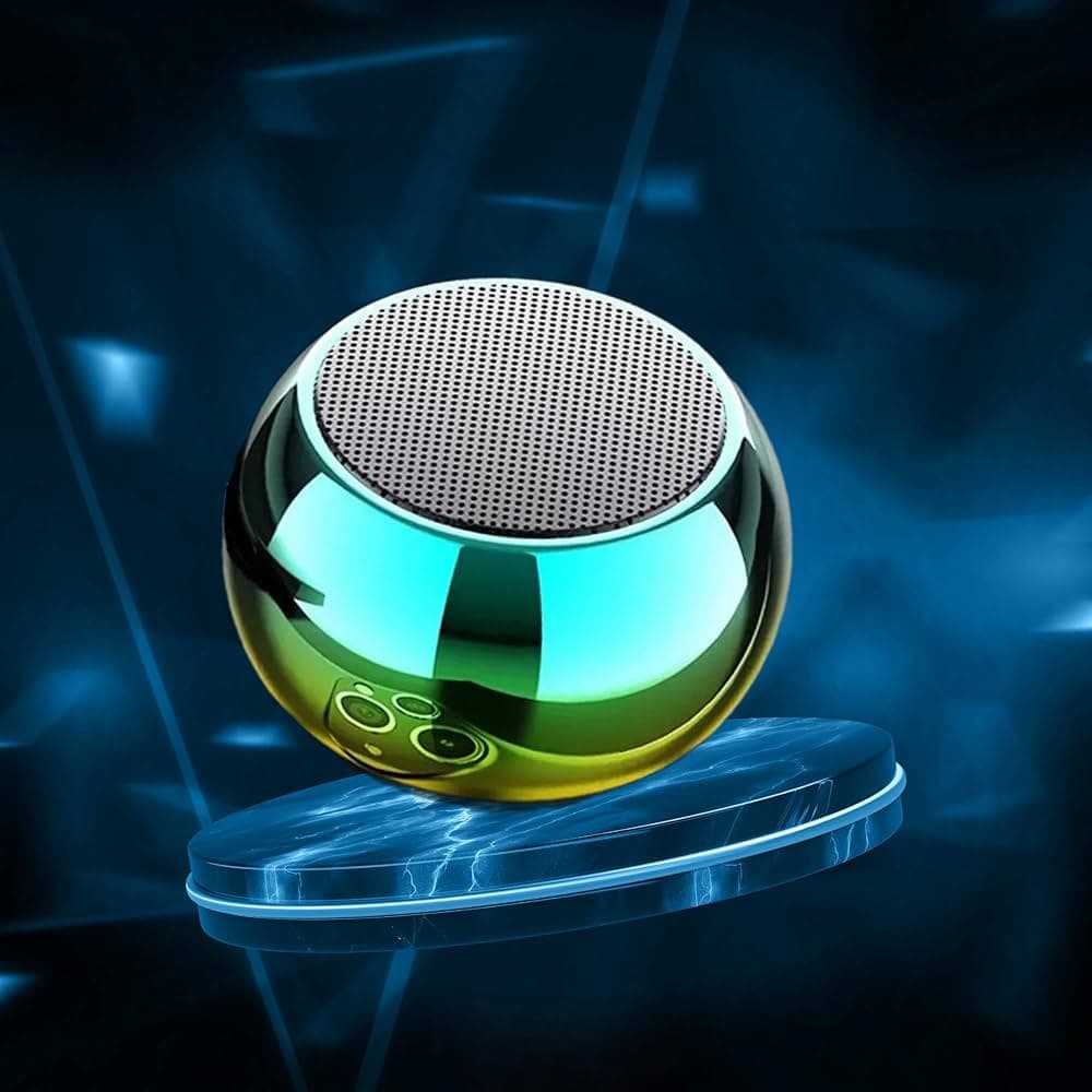 Ultra Mini Wireless Bluetooth Speaker with Heavy Metal Electroplating Round Speaker | Wireless Power Button Controlled, Long Lasting Battery & Quick C...
