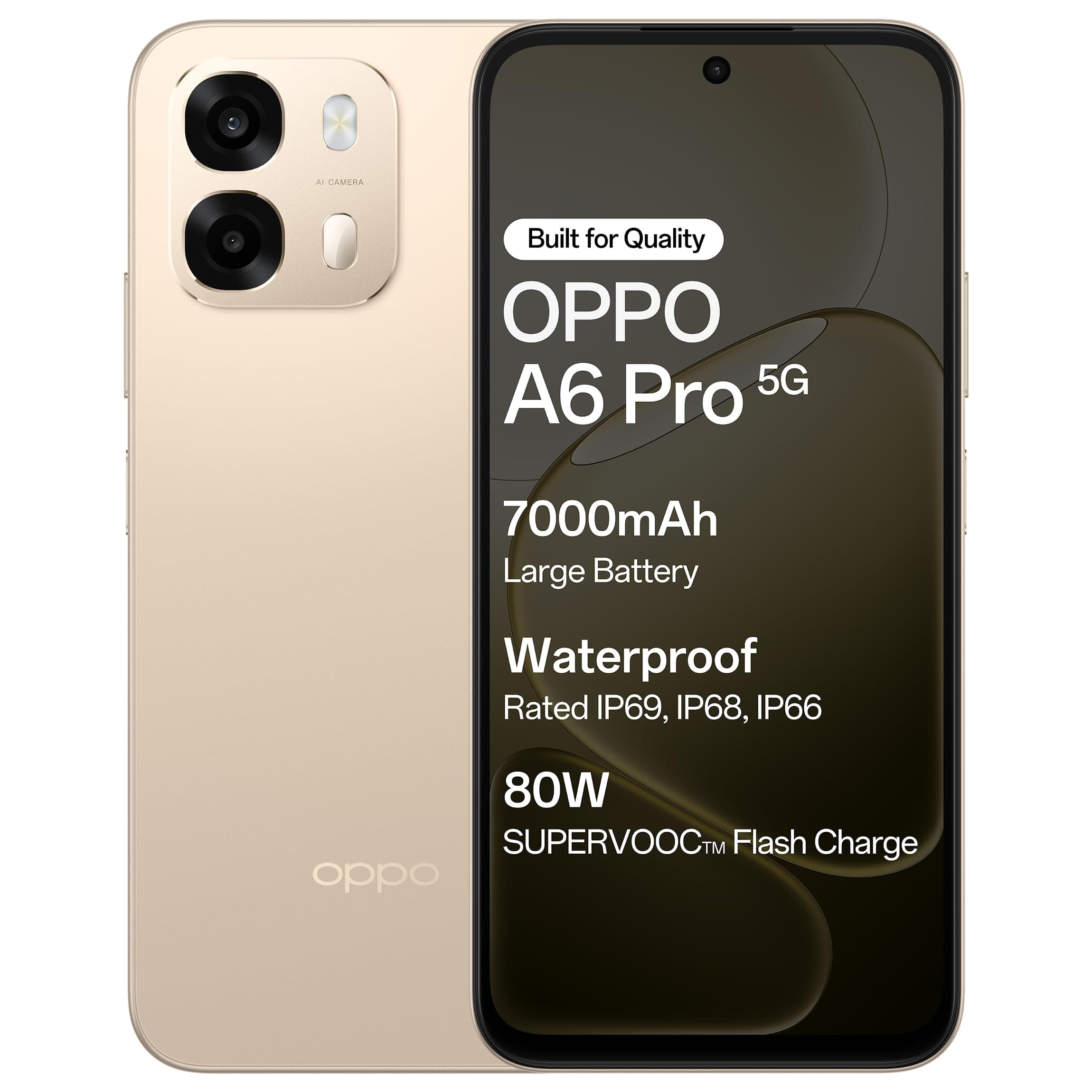 Oppo A6 Pro 5G (Gold, 8GB RAM, 128GB Storage) with No Cost EMI/Additional Exchange Offers