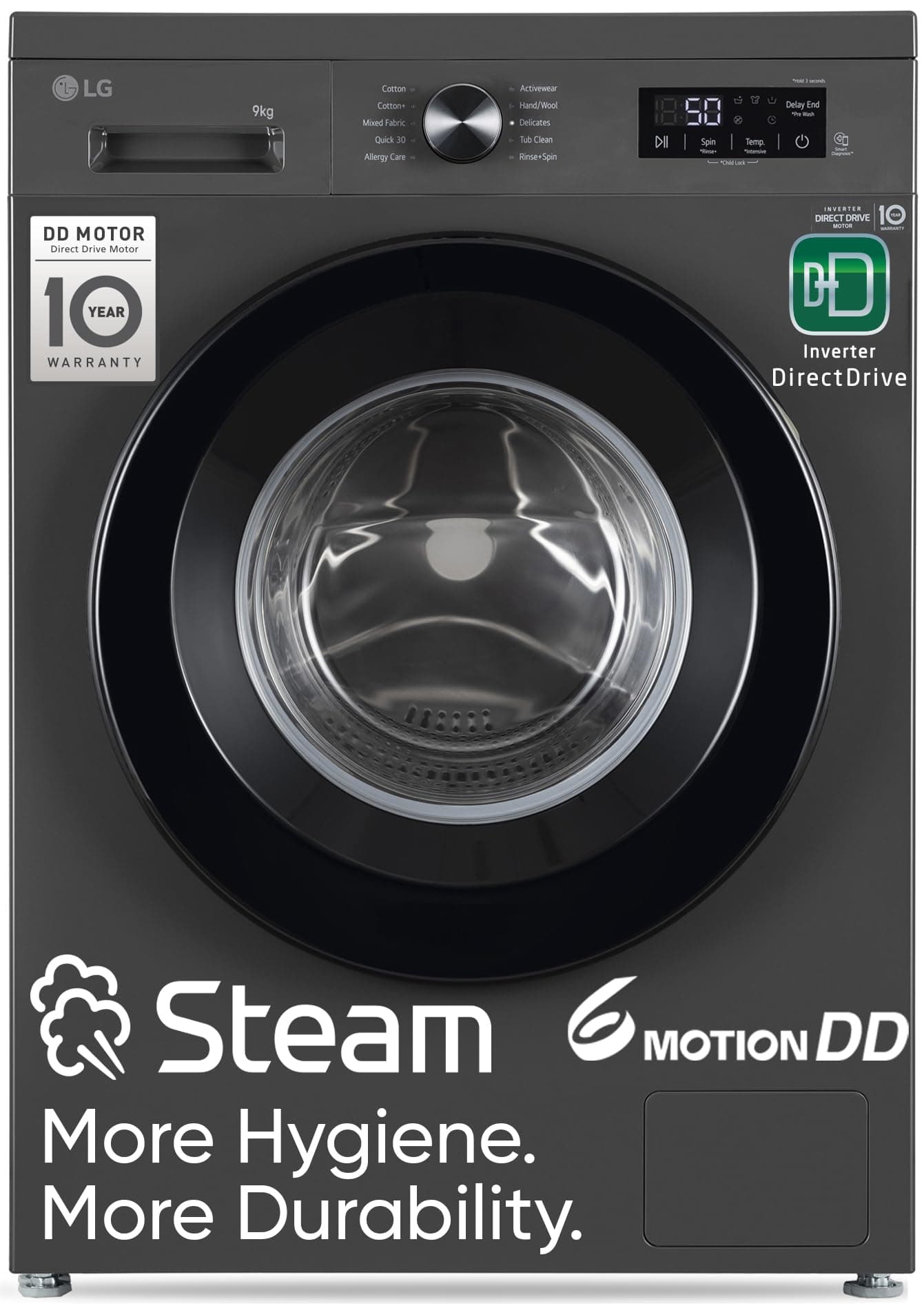 LG 9 Kg 5 Star Direct Drive Technology, Steam Wash, 6 Motion DD, Fully-Automatic Front Load Washing Machine (FHB1209Z2M, Allergy Care, In-Built Heater...